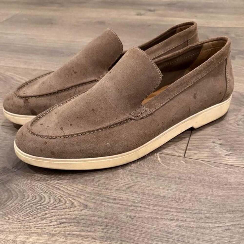 Zara Suede Slip-On Loafers Taupe Size 45
